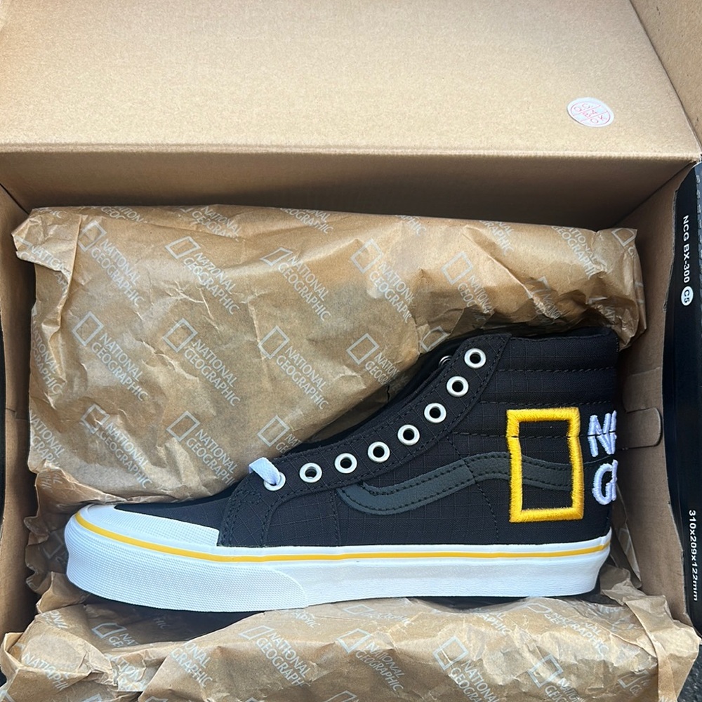 National Geographic Black and Yellow Men's High-Top Sneakers vans